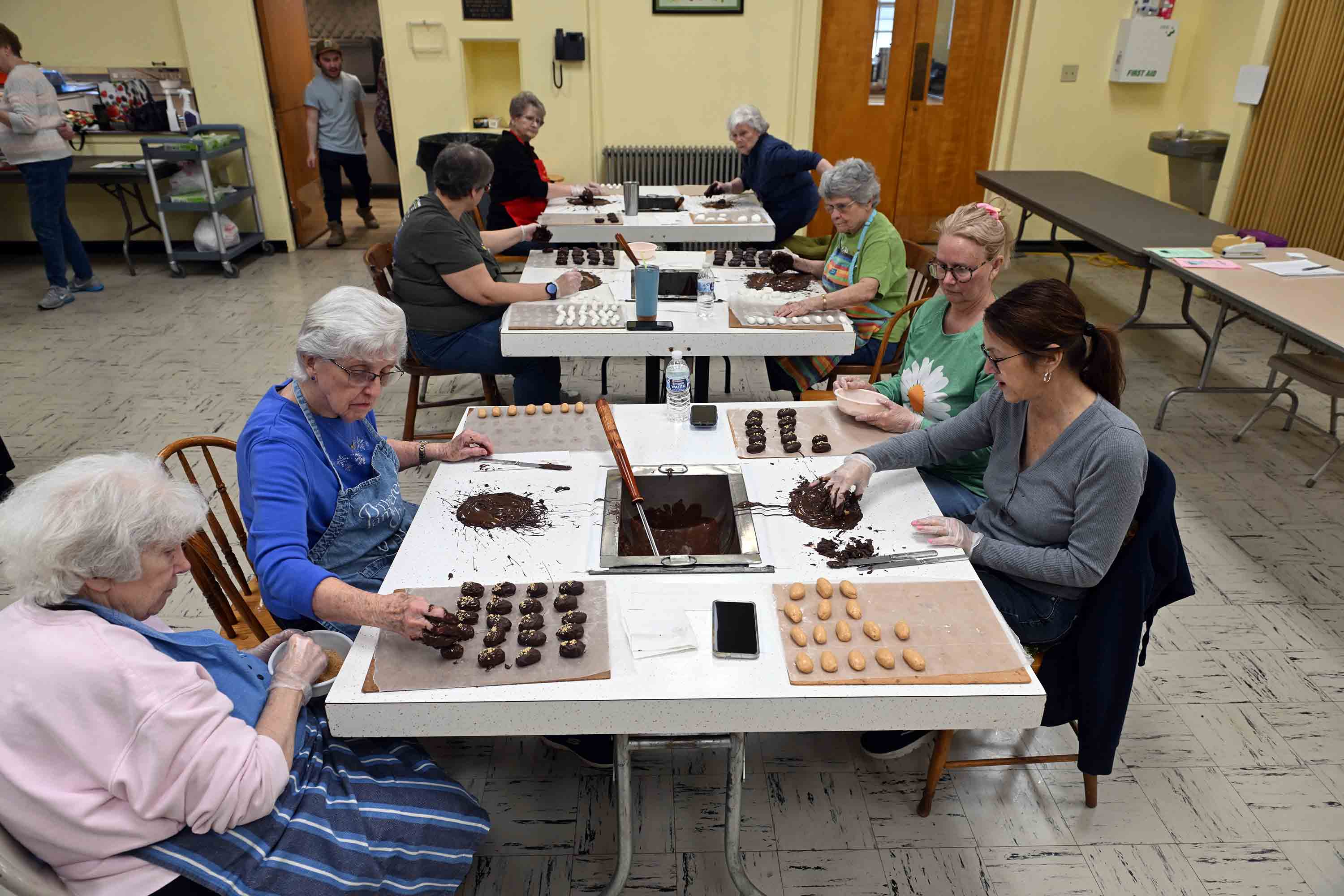 Coconut and peanut butter Easter eggs are coated in chocolate...