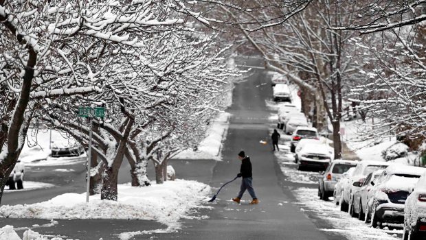 Snow removal in the first block of Endlich Avenue in Mount Penn on Monday, Feb. 23, 2026. (BILL UHRICH/READING EAGLE)