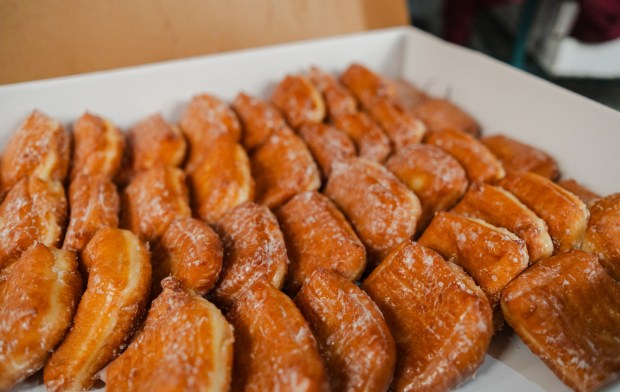 Fasnachts at C&C Candies and Country Store in Friedensburg, pictured Monday, Feb. 16, 2026. The fasnachts are made by Becca's Gourmet Donuts and Coffee. (MATTHEW PERSCHALL/MULTIMEDIA EDITOR)