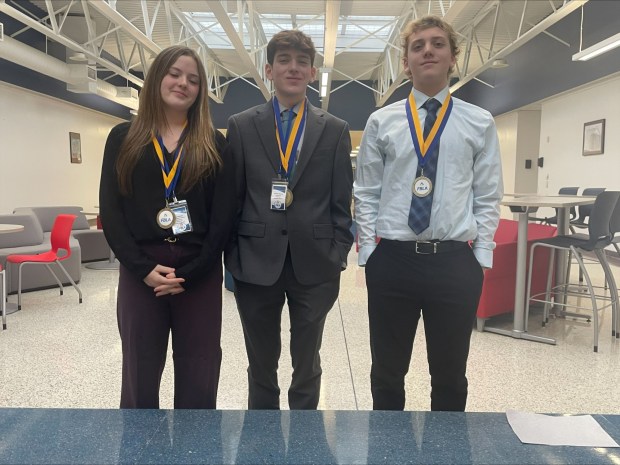 The three Serkosky siblings achieved all first-place finishes in their respective events and will be attending the state competition in April. From left: Claire Serkosky, Matthew Serkosky and Evan Serkosky. (Submitted)