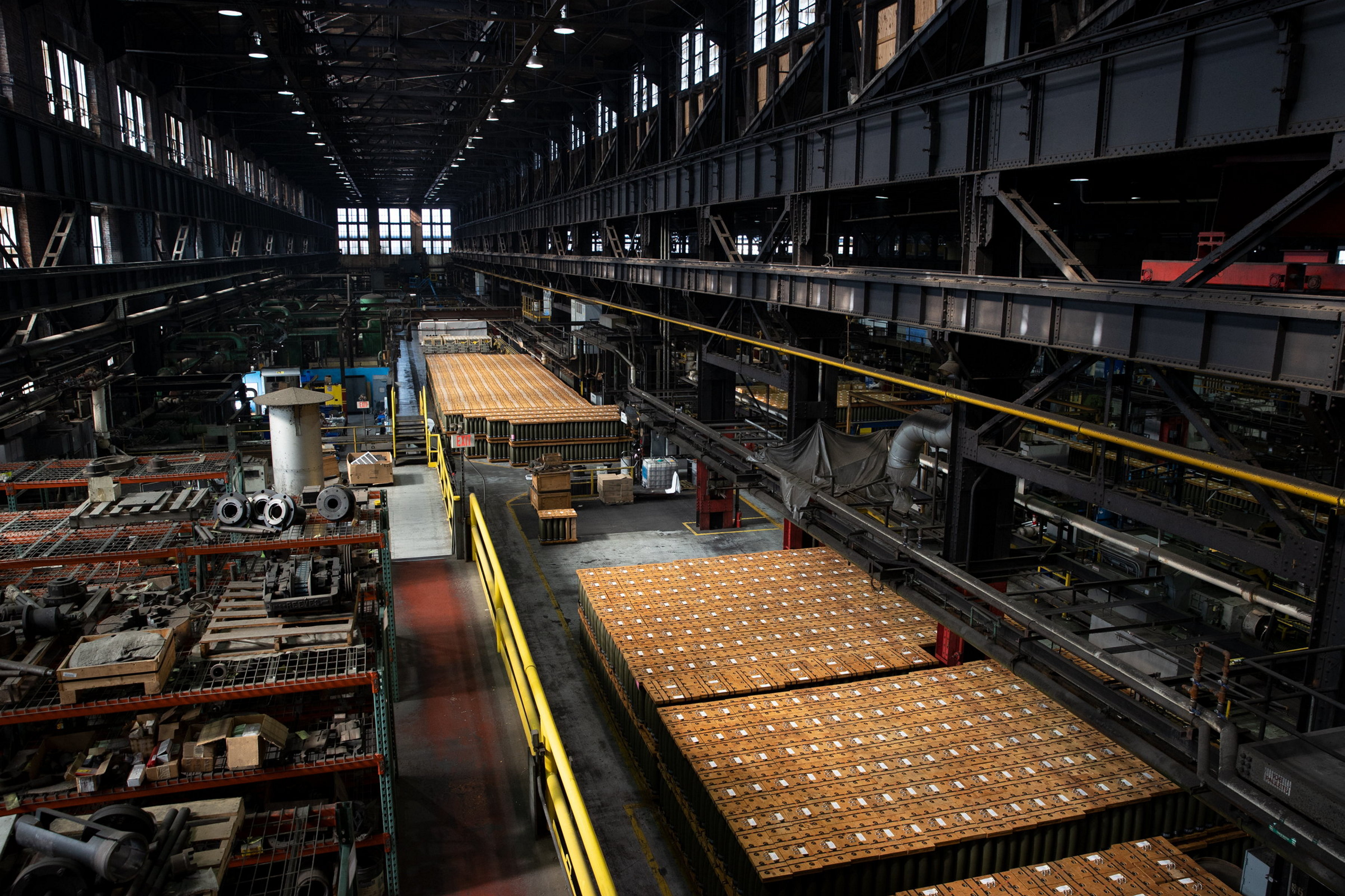 Pallets of 155mm shells are seen at the Scranton Army...