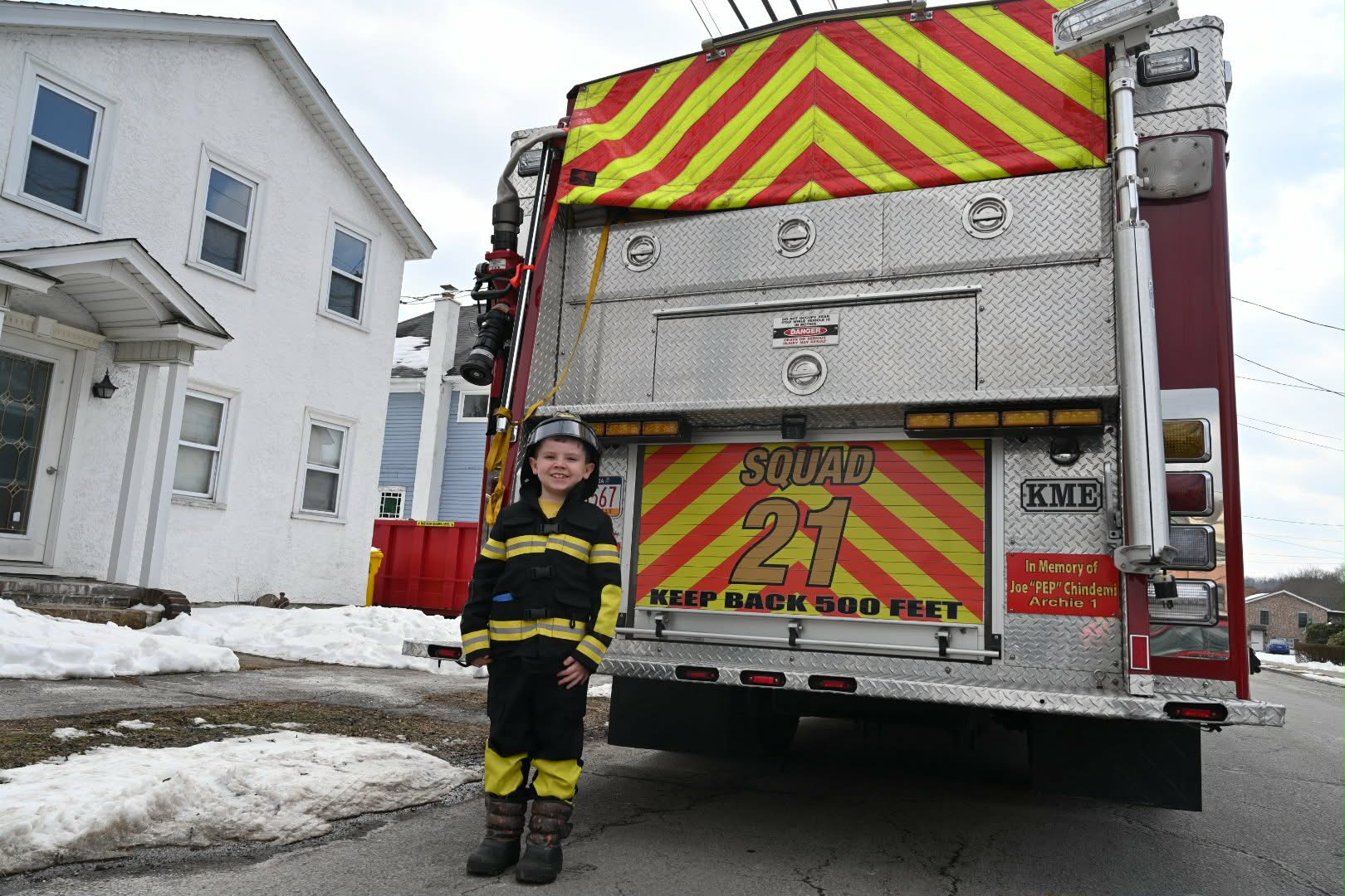 Caleb Santerangelo, 7, enjoys time at the touch-a-truck event at...