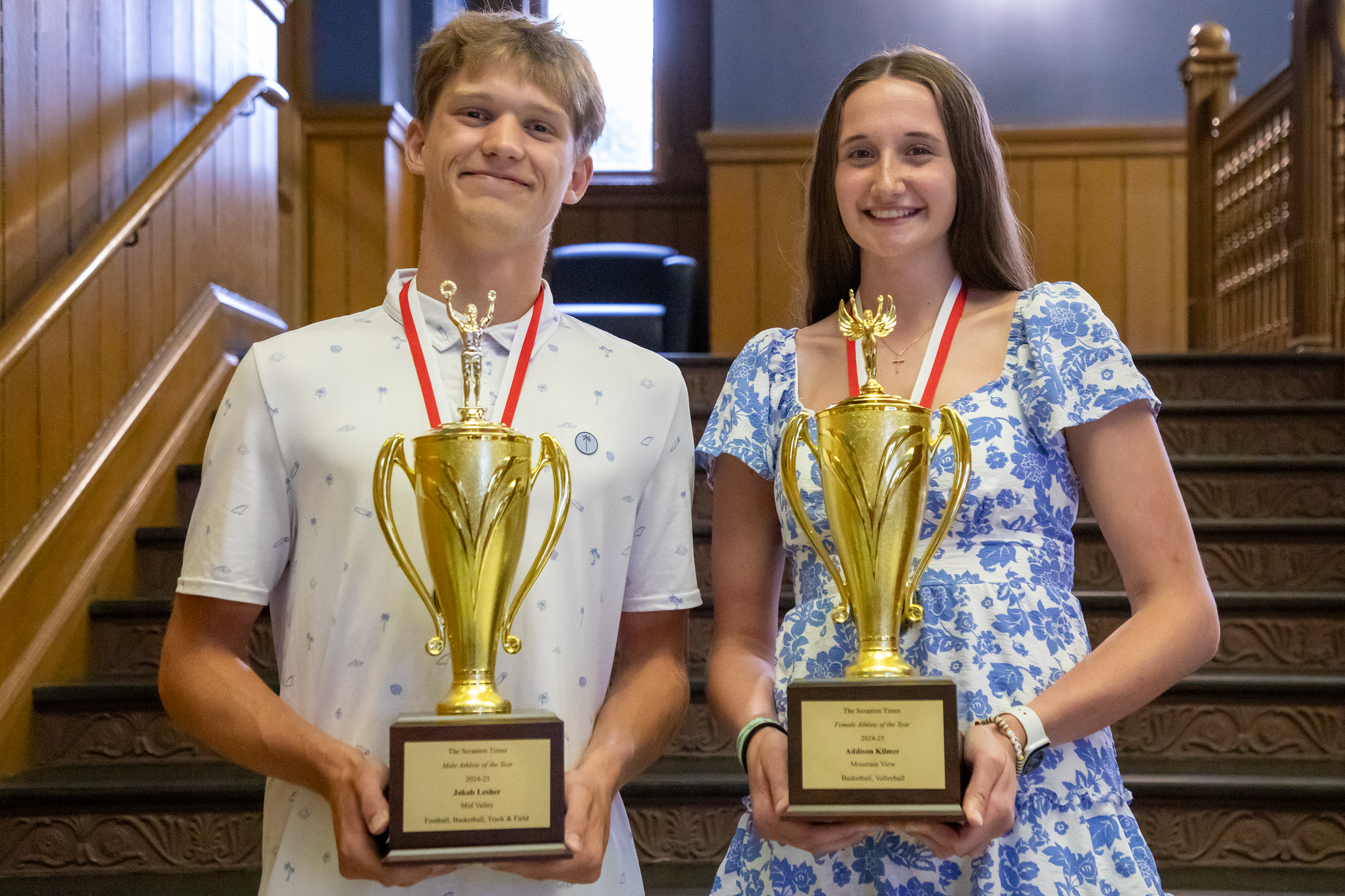 Athletes of the Year winners Mid Valley’s Jakob Lesher, left,...