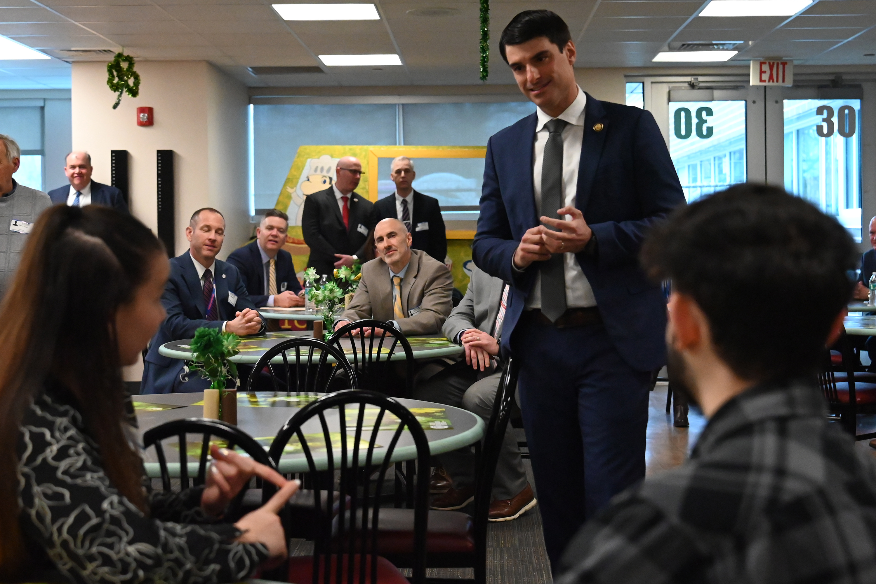 U.S. Rep. Rob Bresnahan talks to students about their vocational...