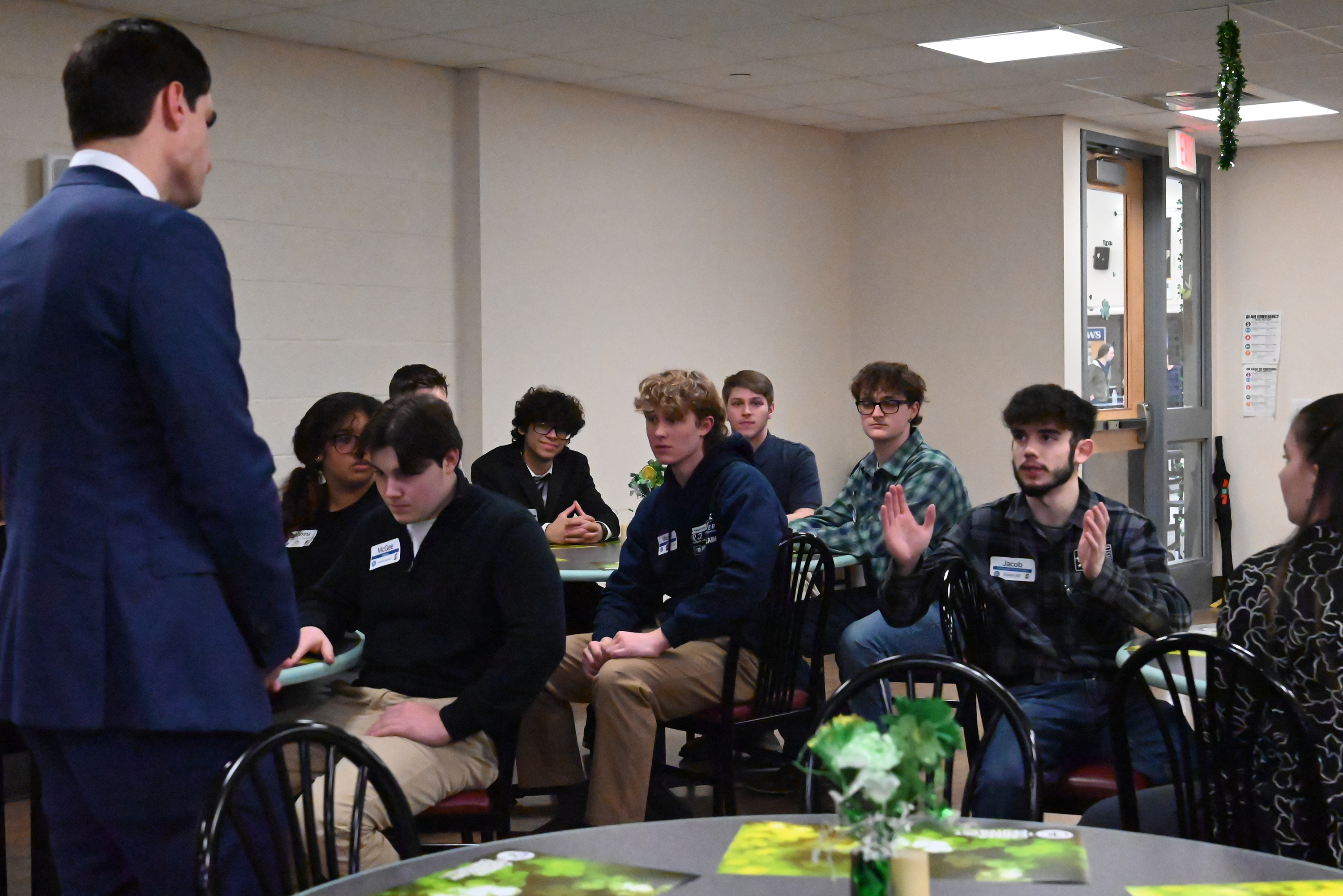 North Pocono senior Jacob Ferri talks to U.S. Rep. Rob...