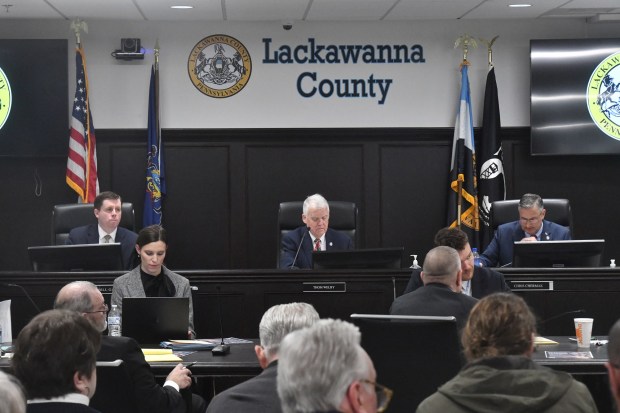 The Lackawanna County Commissioners Meeting is held at the county government center in Scranton Wednesday, February 18, 2026. (SEAN MCKEAG / STAFF PHOTOGRAPHER)