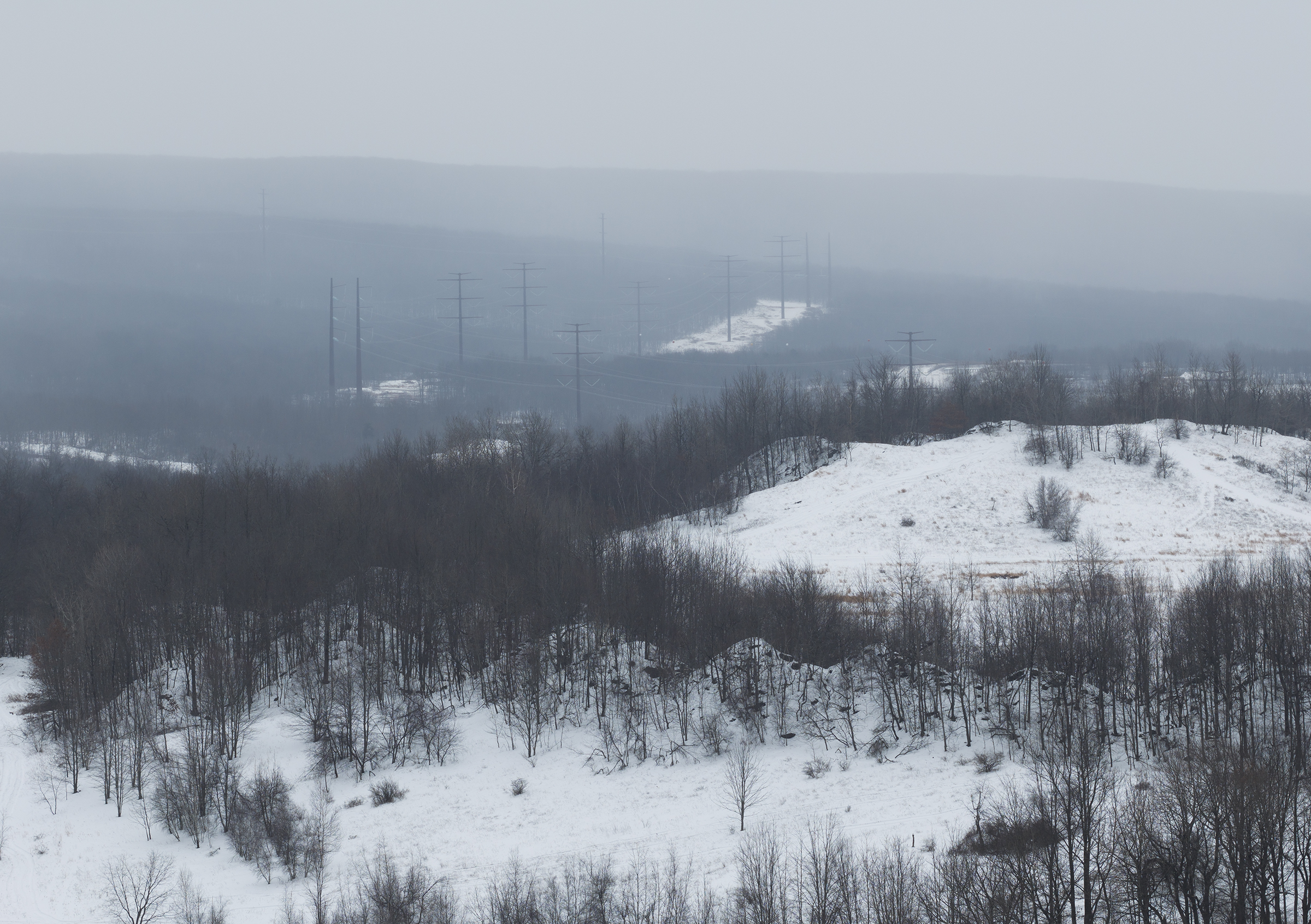 Power lines can be seen in the distance in Archbald...