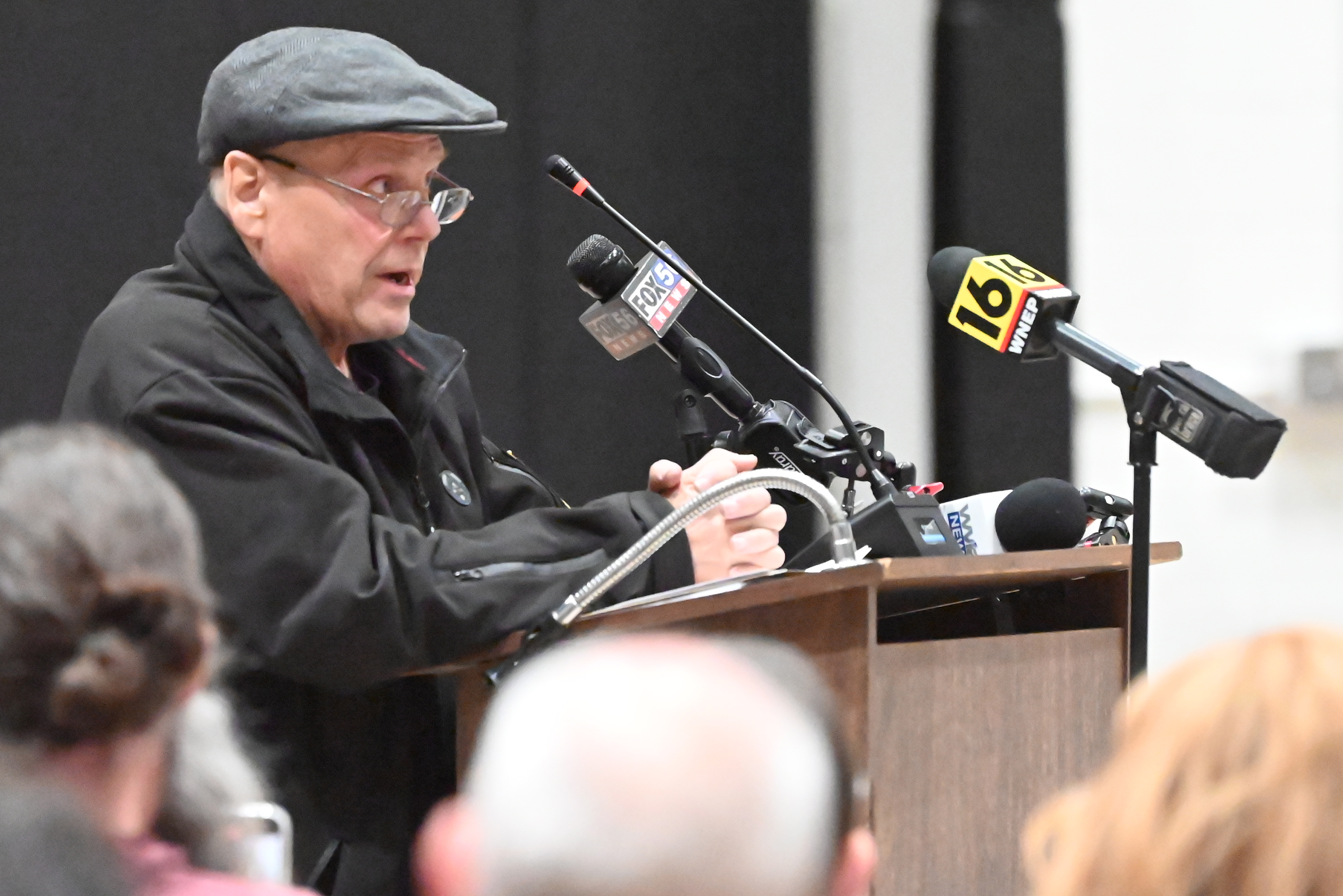 Bell Mountain resident Timothy Pfleiderer express his concern about potential...