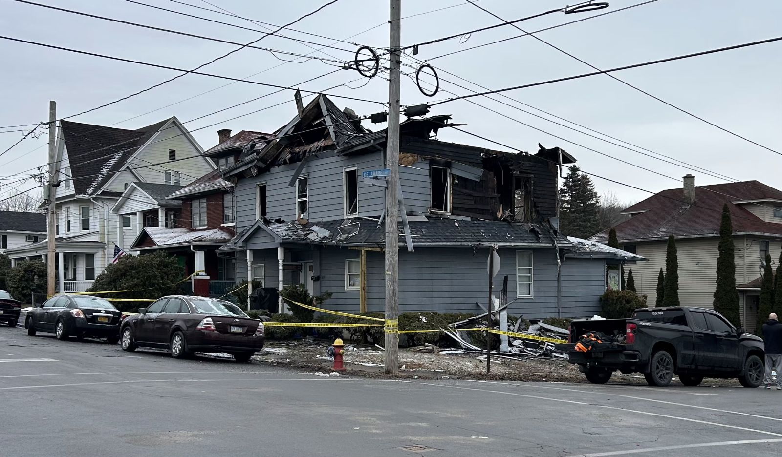 An early morning fire destroyed a residence in on Delaware...