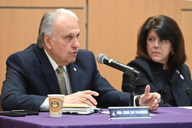 State Rep. Eddie Day Pashinski speaks during the state House Democratic Policy Committee hearing at the University of Scranton on Wednesday, Feb. 11, 2026. (REBECCA PARTICKA/STAFF PHOTOGRAPHER)