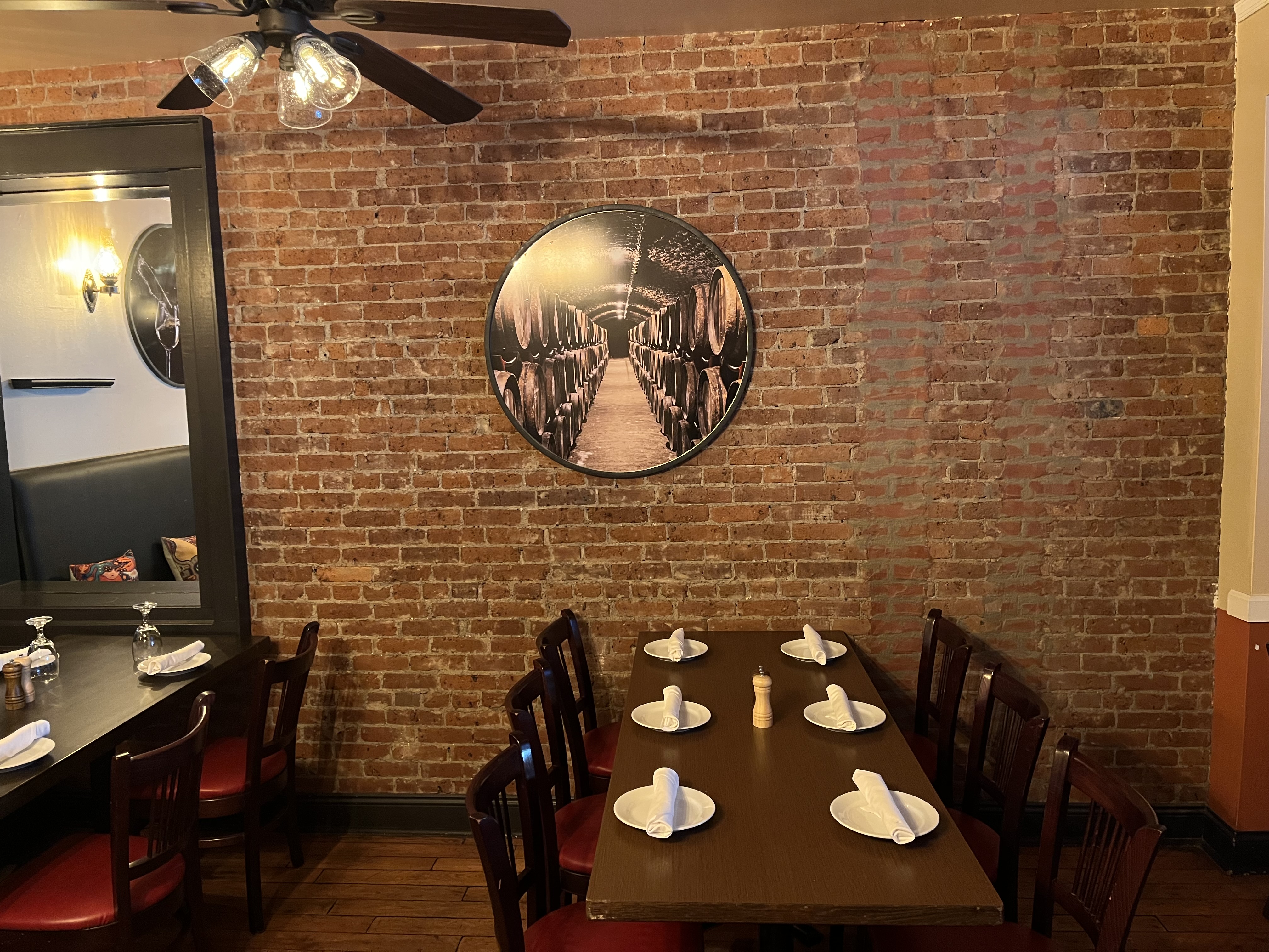 A table set up in the dining room area of...