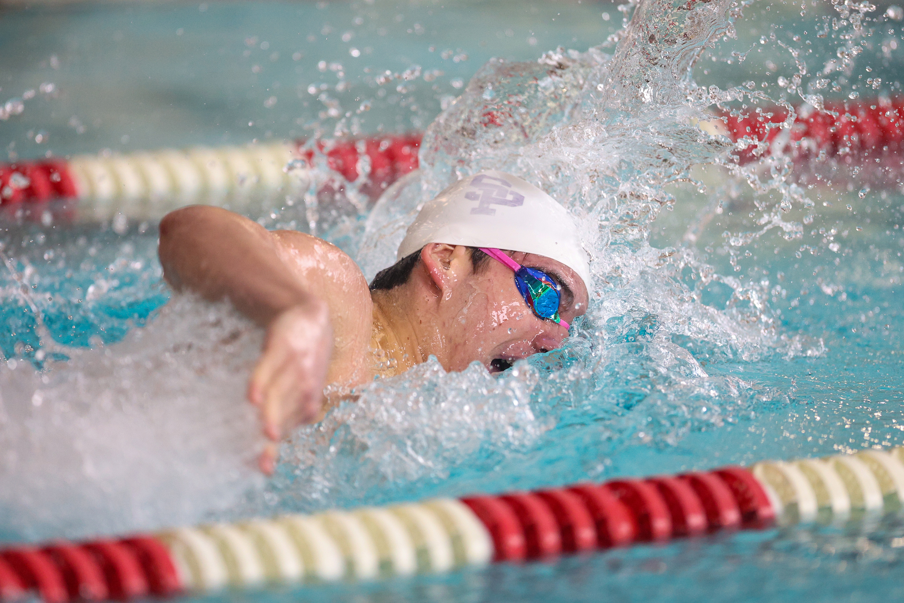 Scranton Prep’s Lukas Iannone swims the freestlye leg of the...