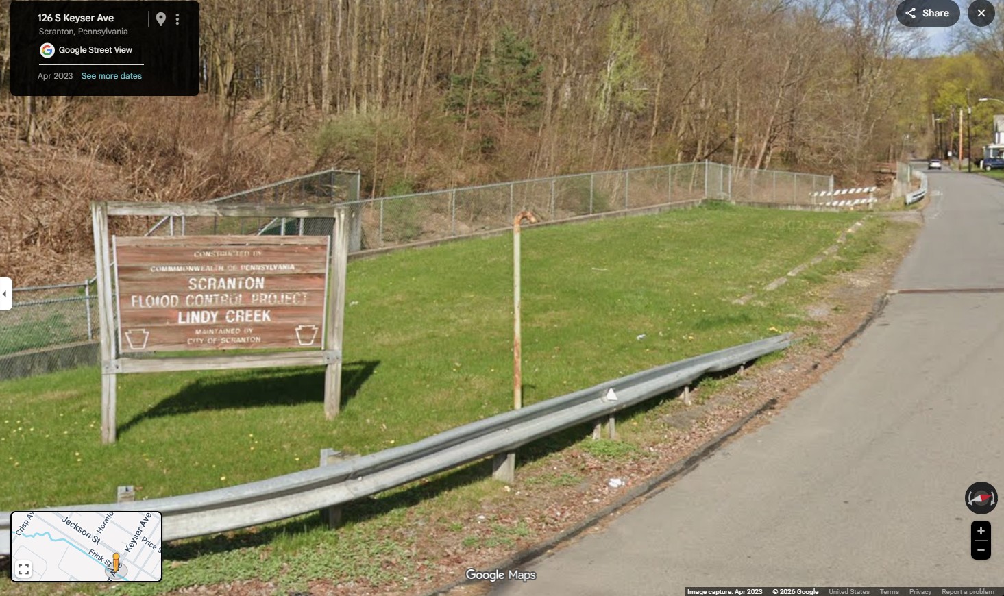 Scranton’s Lindy Creek Flood Control Project, at left, along Frink...