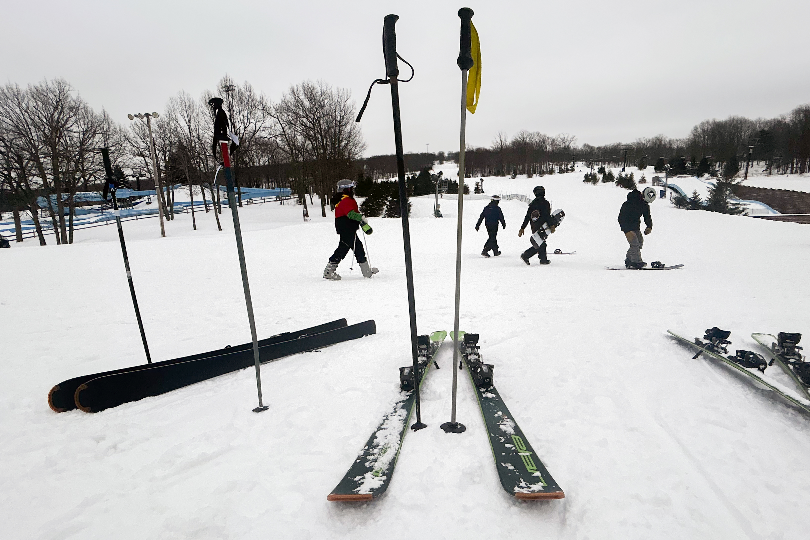 Skis rest on the bottom of the slopes at Montage...