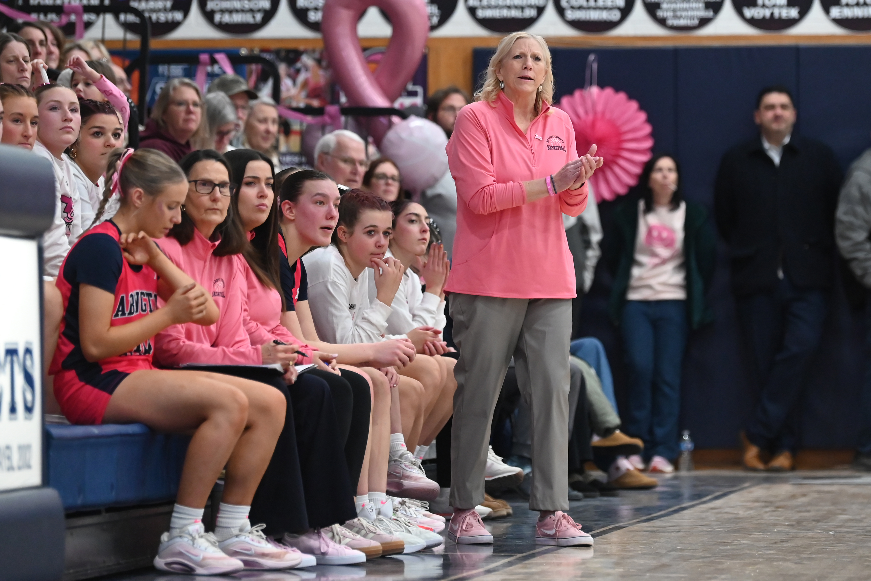 Abington Heights head coach Deanna Klingman on the sidelines during...
