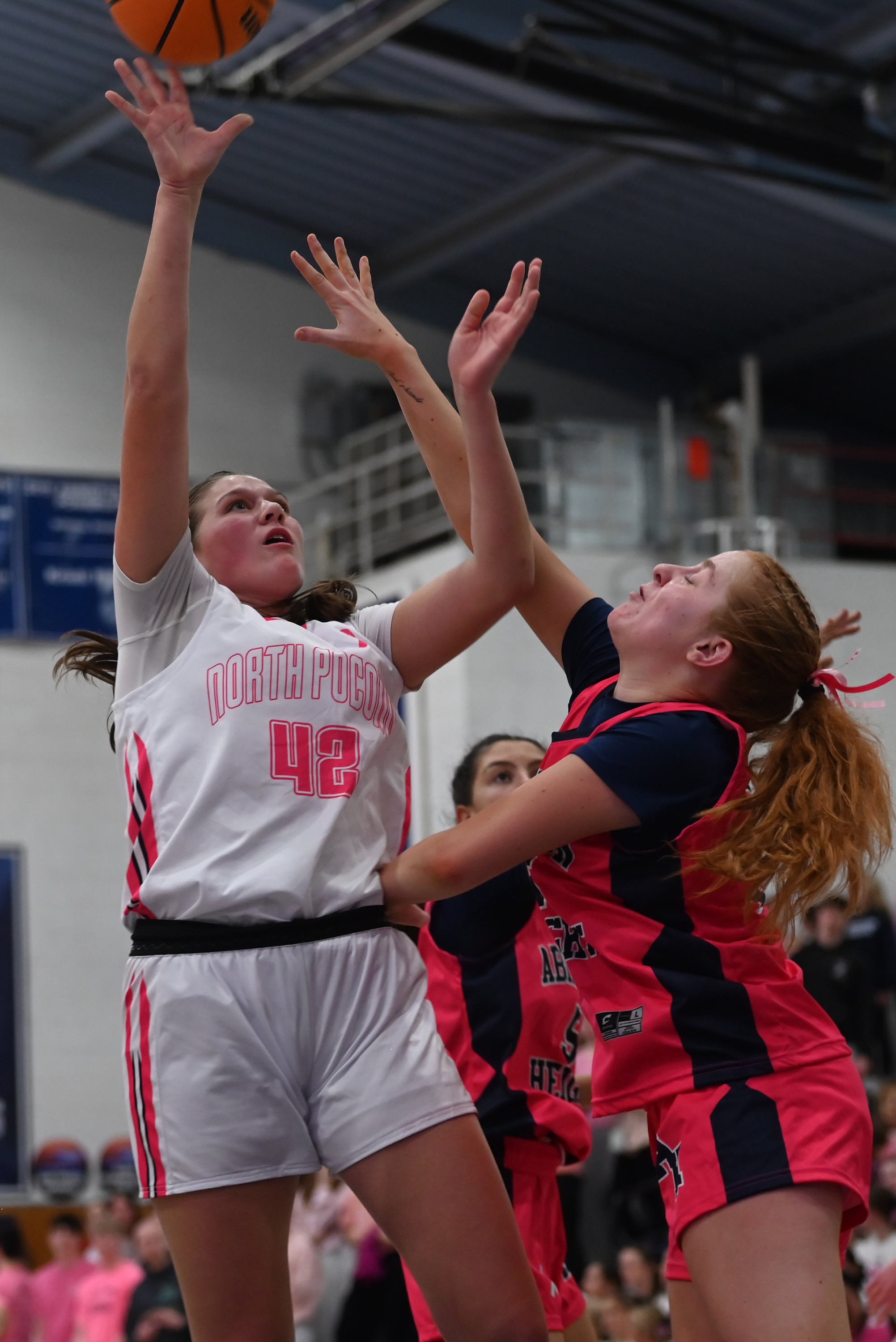 North Pocono’s Anna Clementoni shoots during the basketball game at...