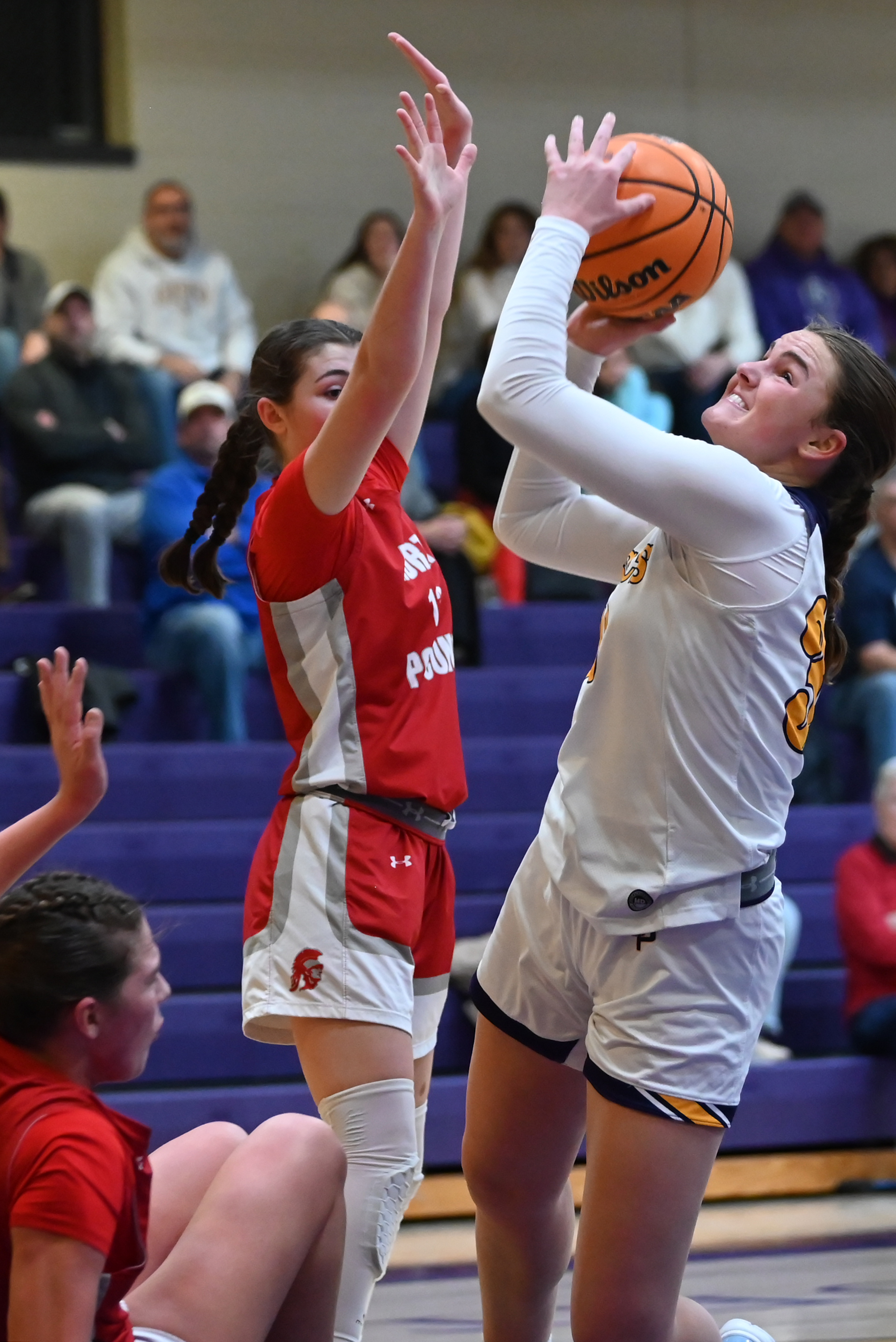 Scranton Prep’s Chloe Mamera takes a shot during the basketball...