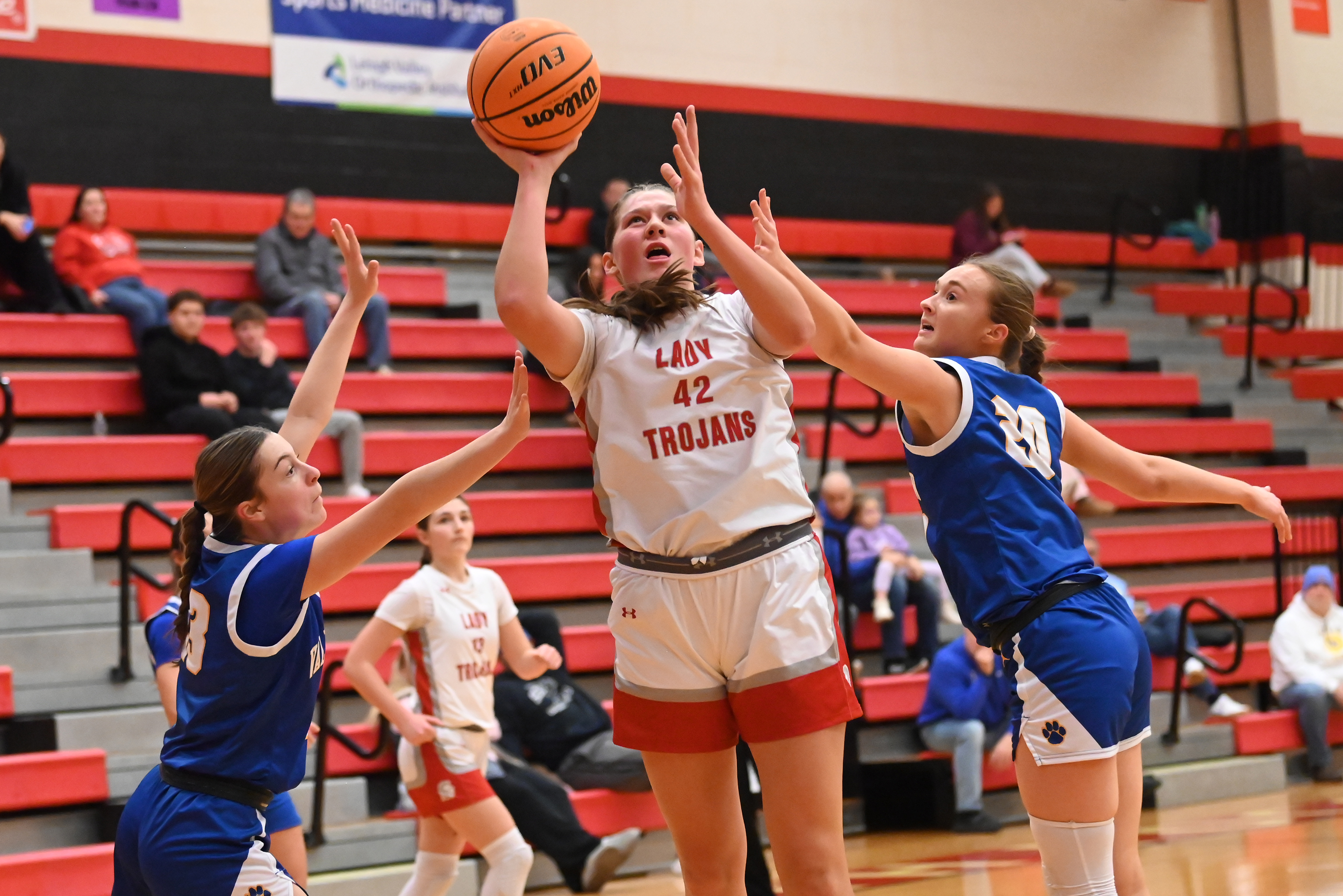 North Pocono’s Anna Clementoni shoots during the basketball game against...