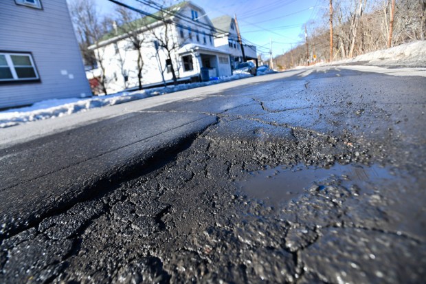 A portion of N. Main St. in Archbald Friday, February 13, 2026. (SEAN MCKEAG / STAFF PHOTOGRAPHER)