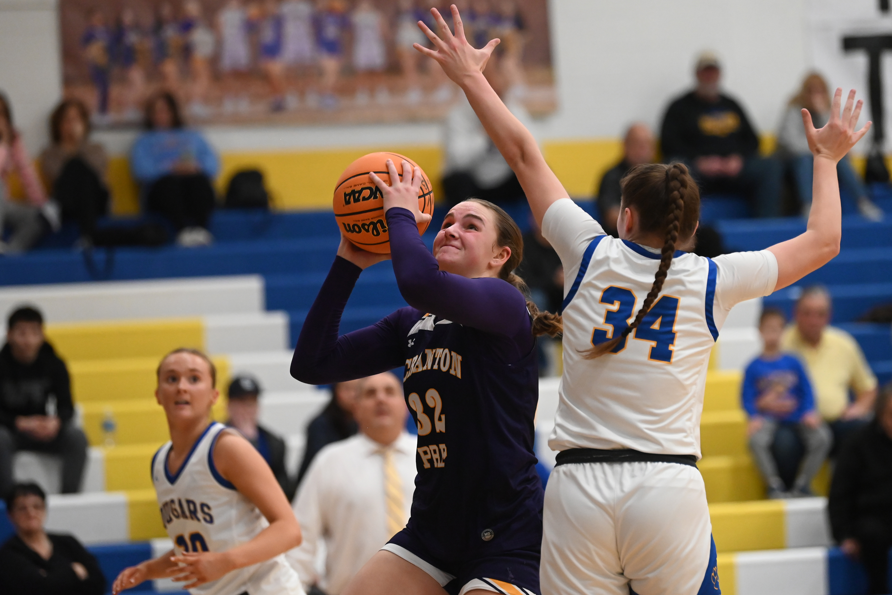 Valley View’s Cora Castellani defends Scranton Prep’s Chloe Mamera during...