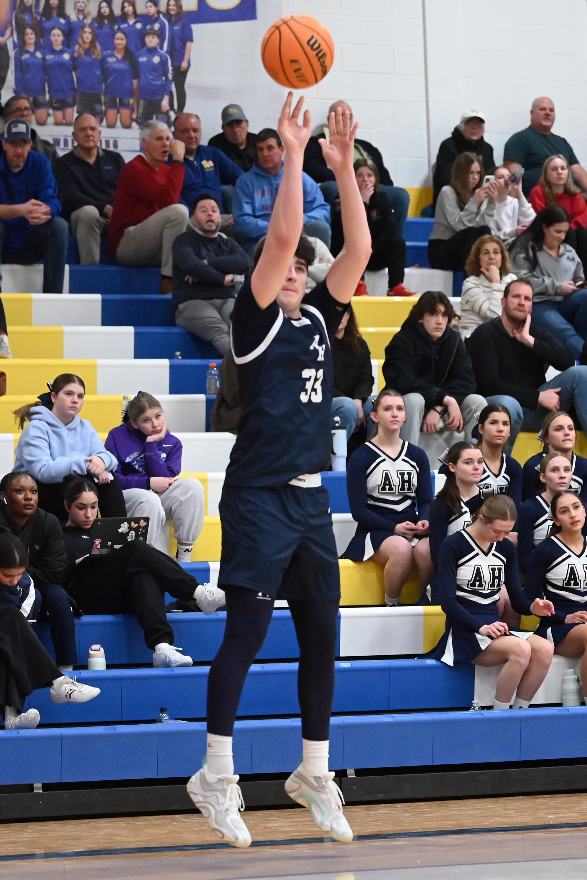 Abington Heights’ Jordan Shaffer takes a shot during the basketball...