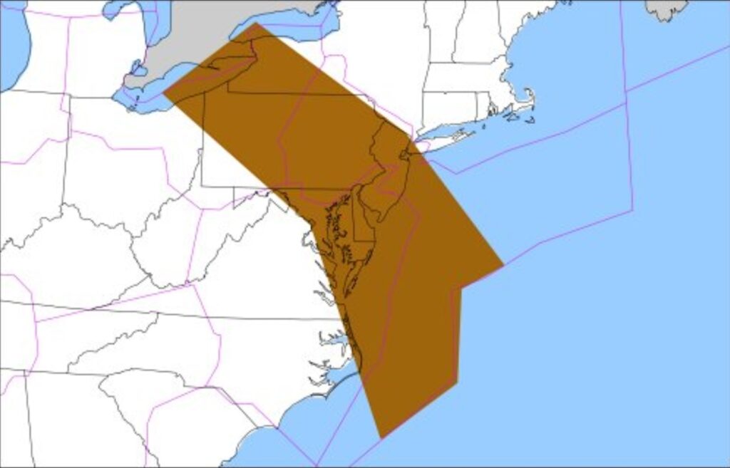 The area in brown is under a severe turbulence alert. Image: NWS AWC