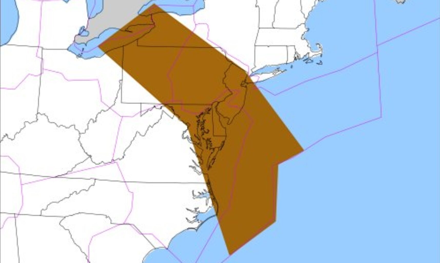 The area in brown is under a severe turbulence alert. Image: NWS AWC