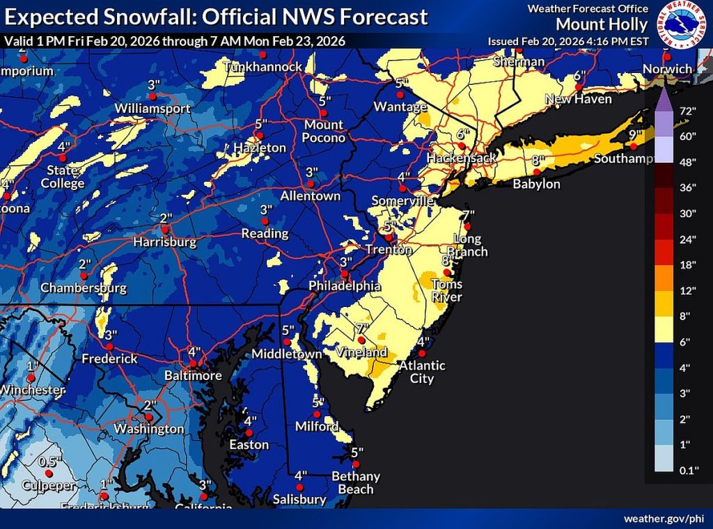 70% or more chance of snow Sunday for southeastern PA, NJ, Philly region