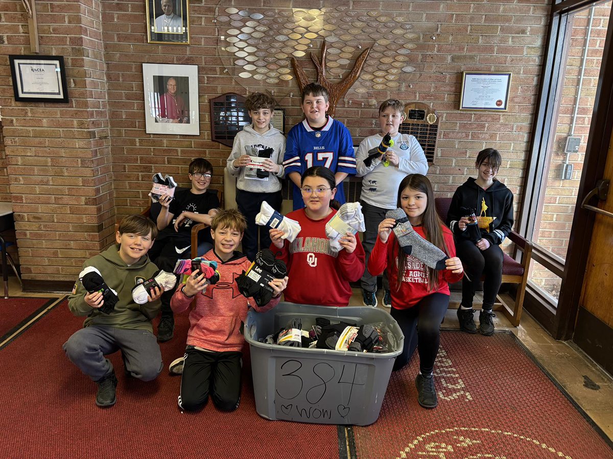 Saint Agnes School sock collection delivers comfort and warmth – Diocese of Scranton