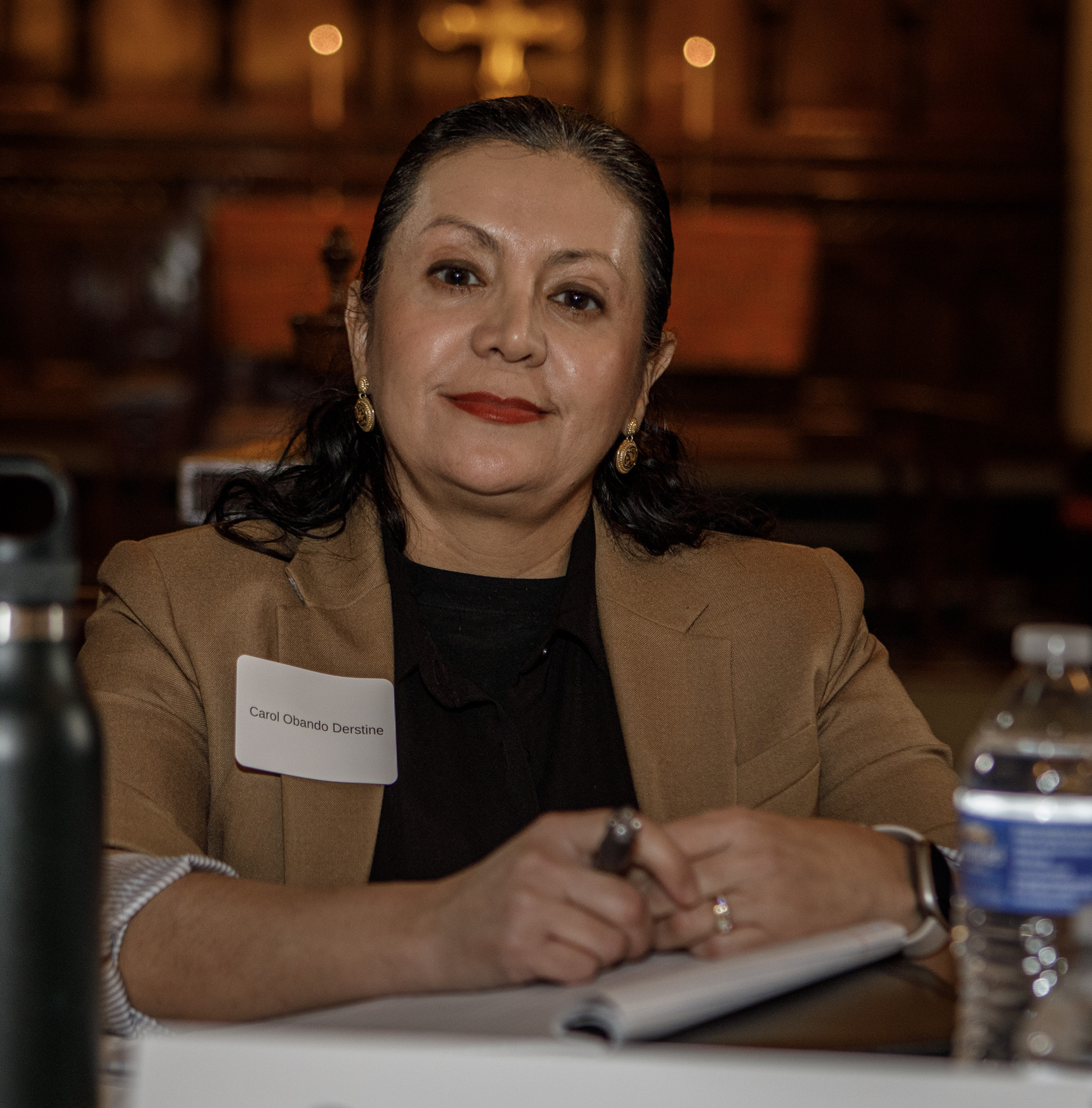 Carol Obando-Derstine, a Democratic candidate, prior to a forum for...