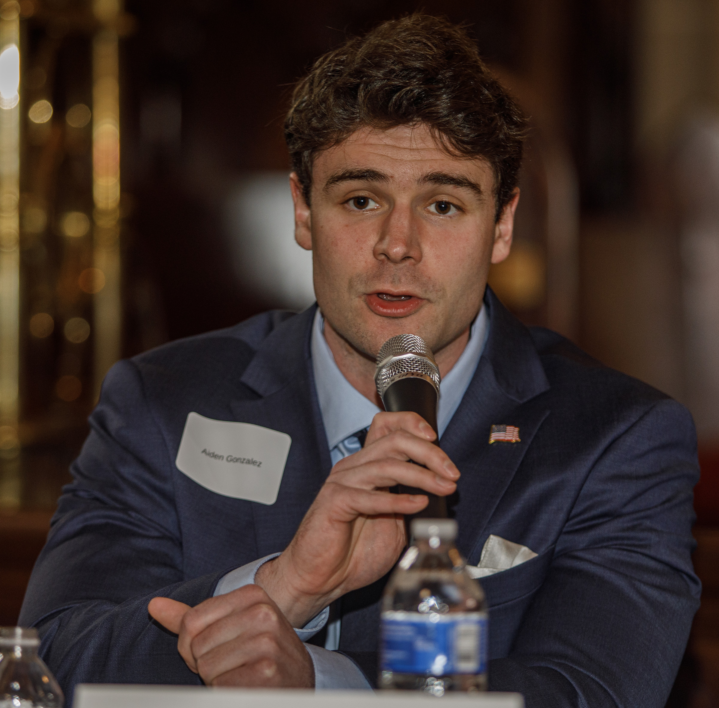 Aiden Gonzalez, a Democratic candidate, speaks during a forum for...