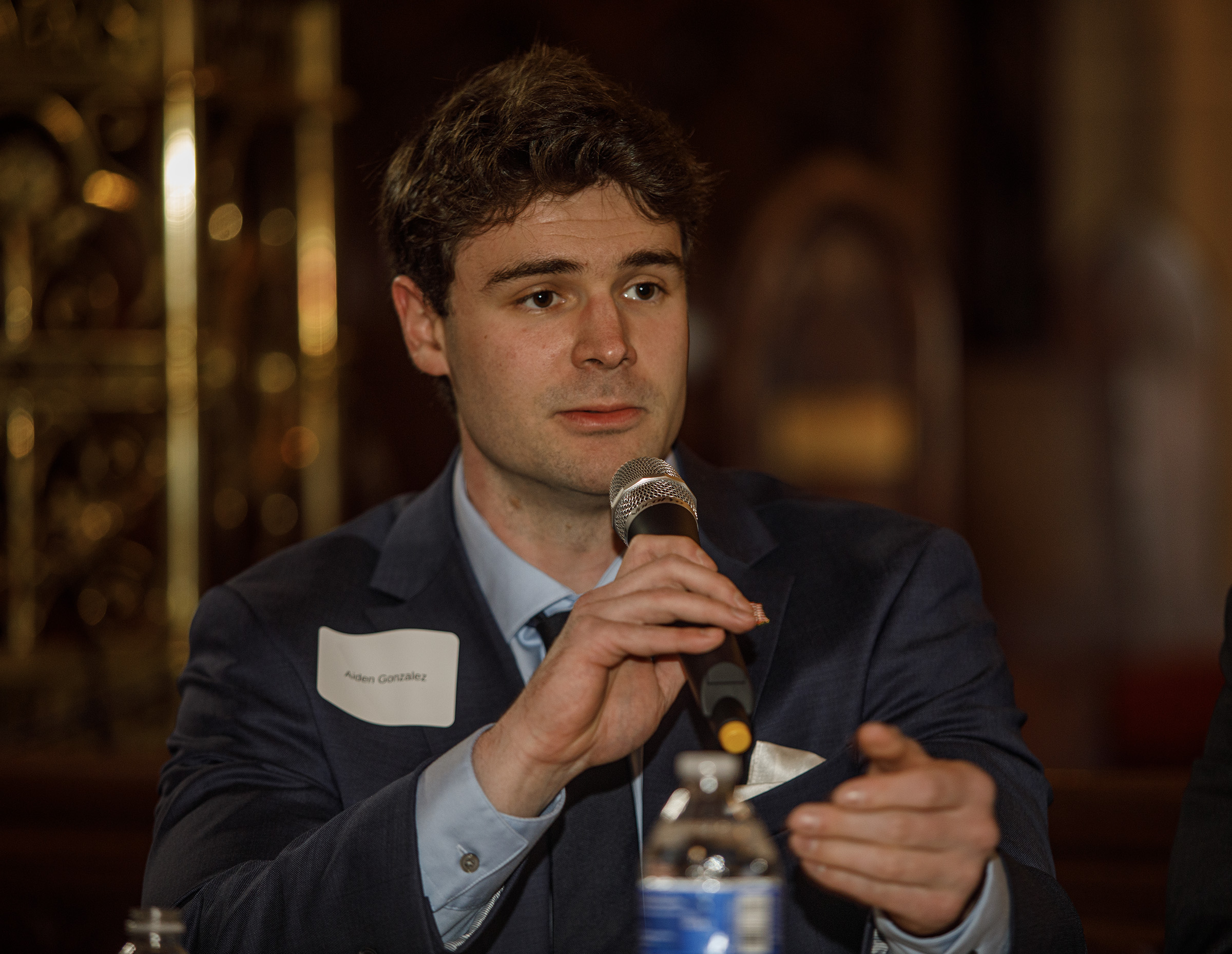 Aiden Gonzalez, a Democratic candidate, speaks during a forum for...