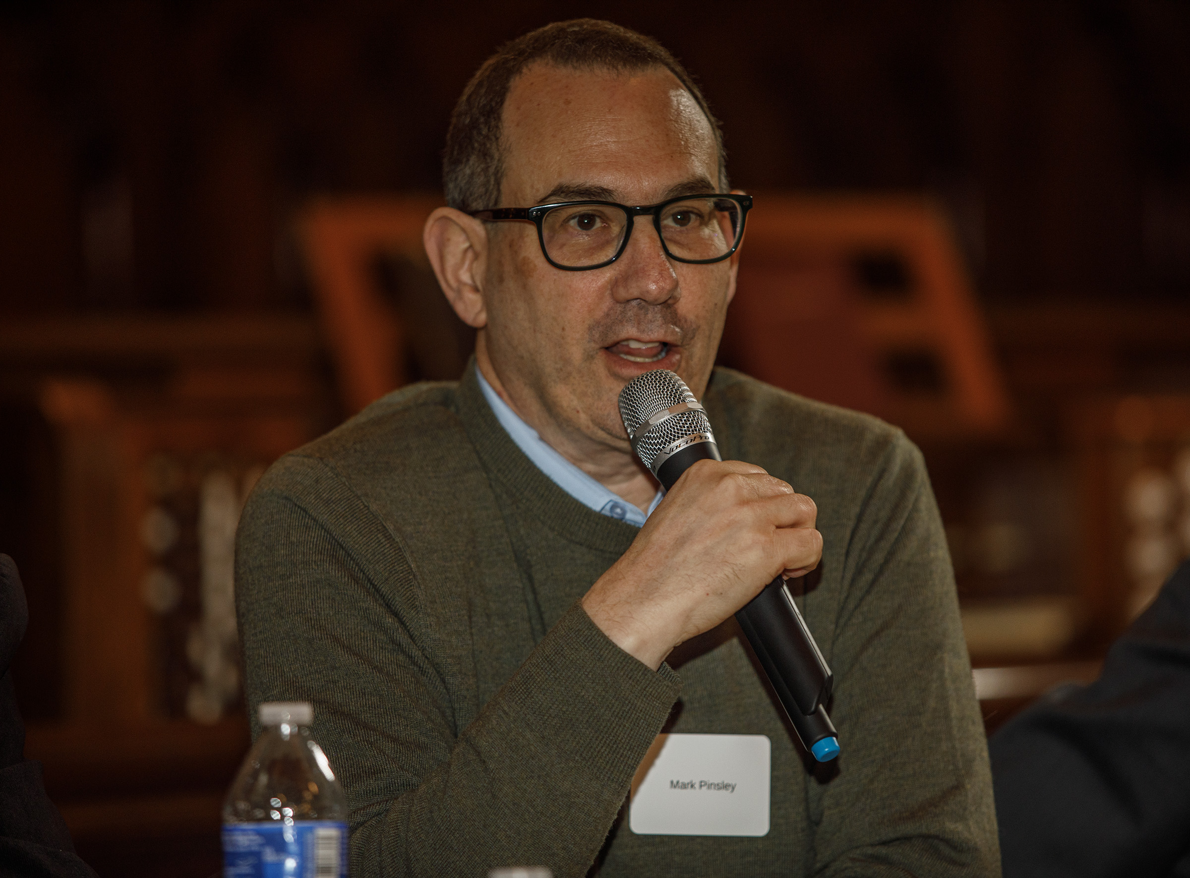 Mark Pinsley, a Democratic candidate, speaks during a forum for...