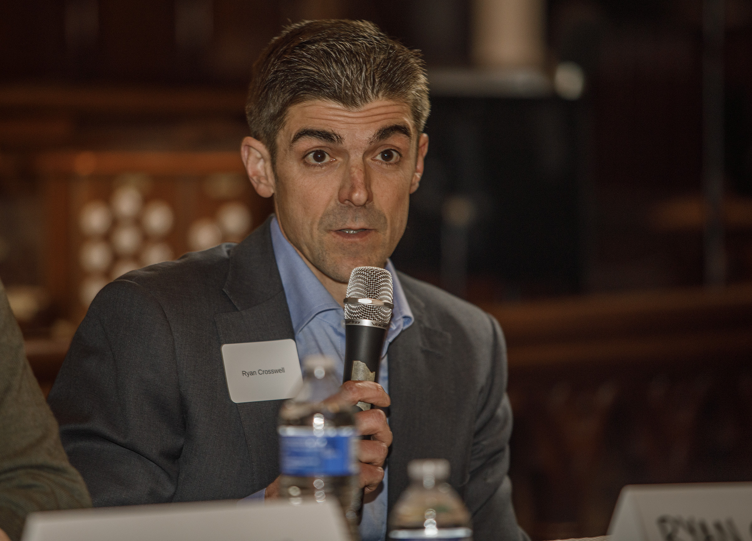 Ryan Crosswell, a Democratic candidate, speaks during a forum for...