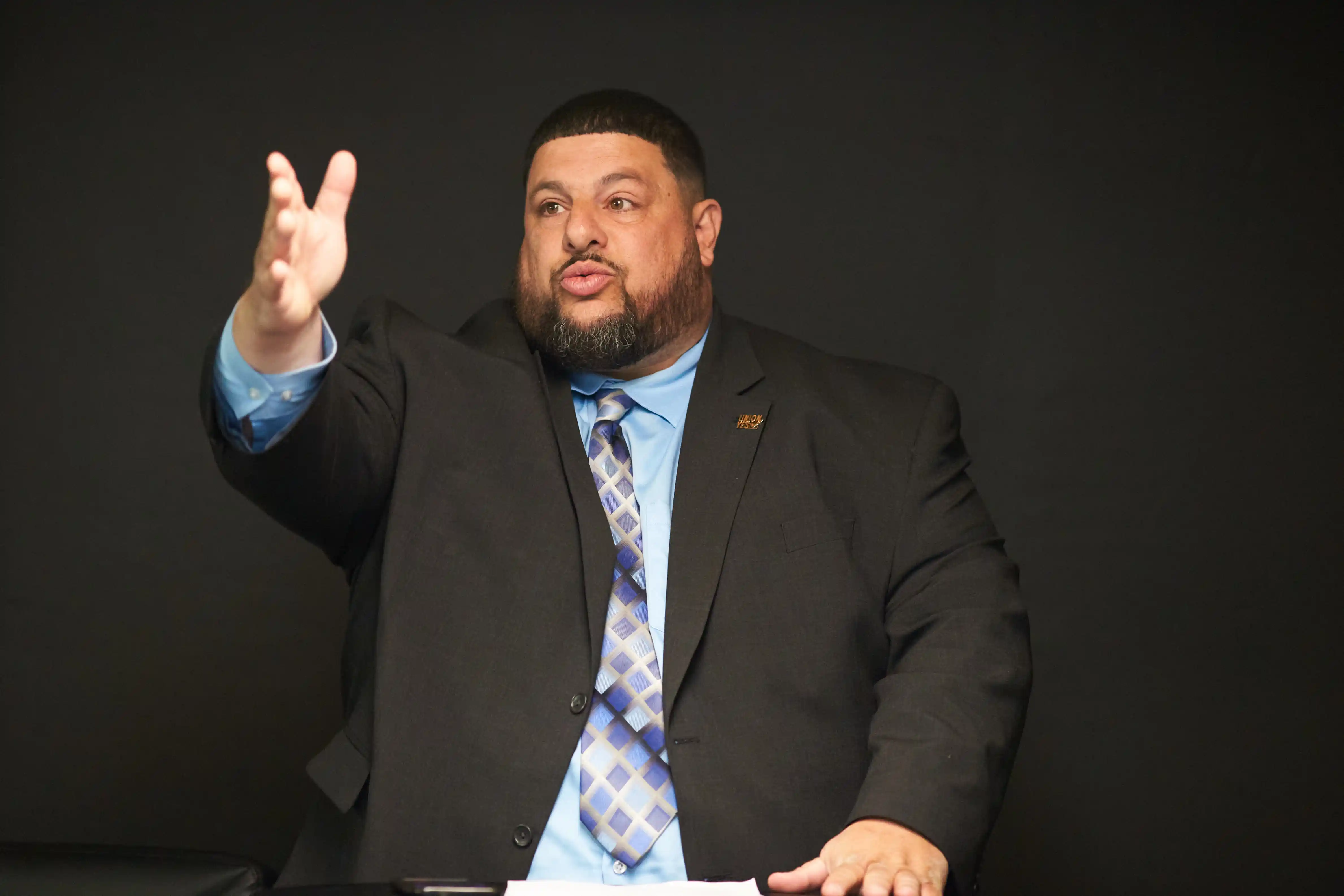 Then Easton City Council candidate Frank Pintabone speaks Tuesday, April...