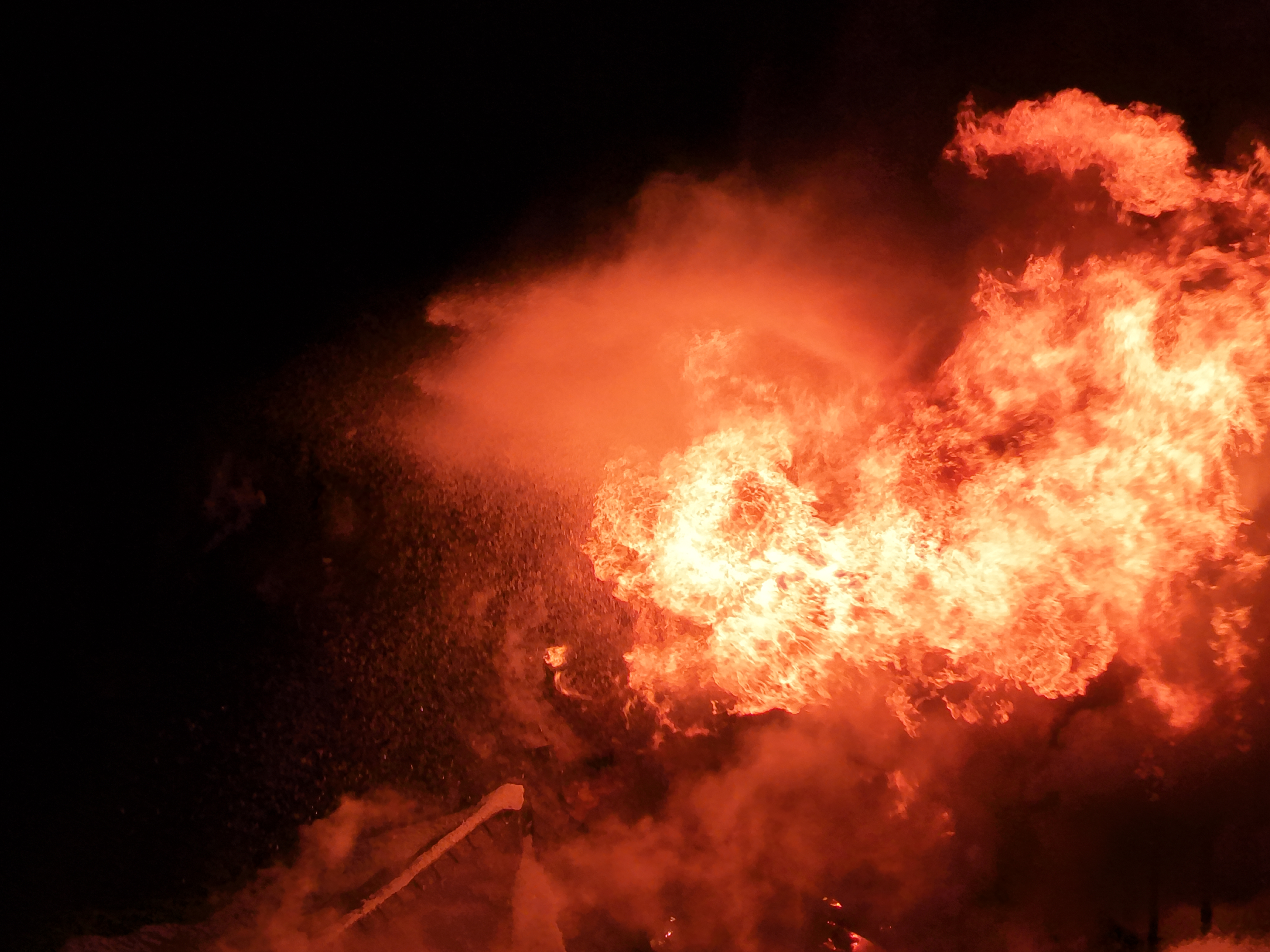 Fire fighters battle a blaze Sunday, Feb.8, 2026 during very...