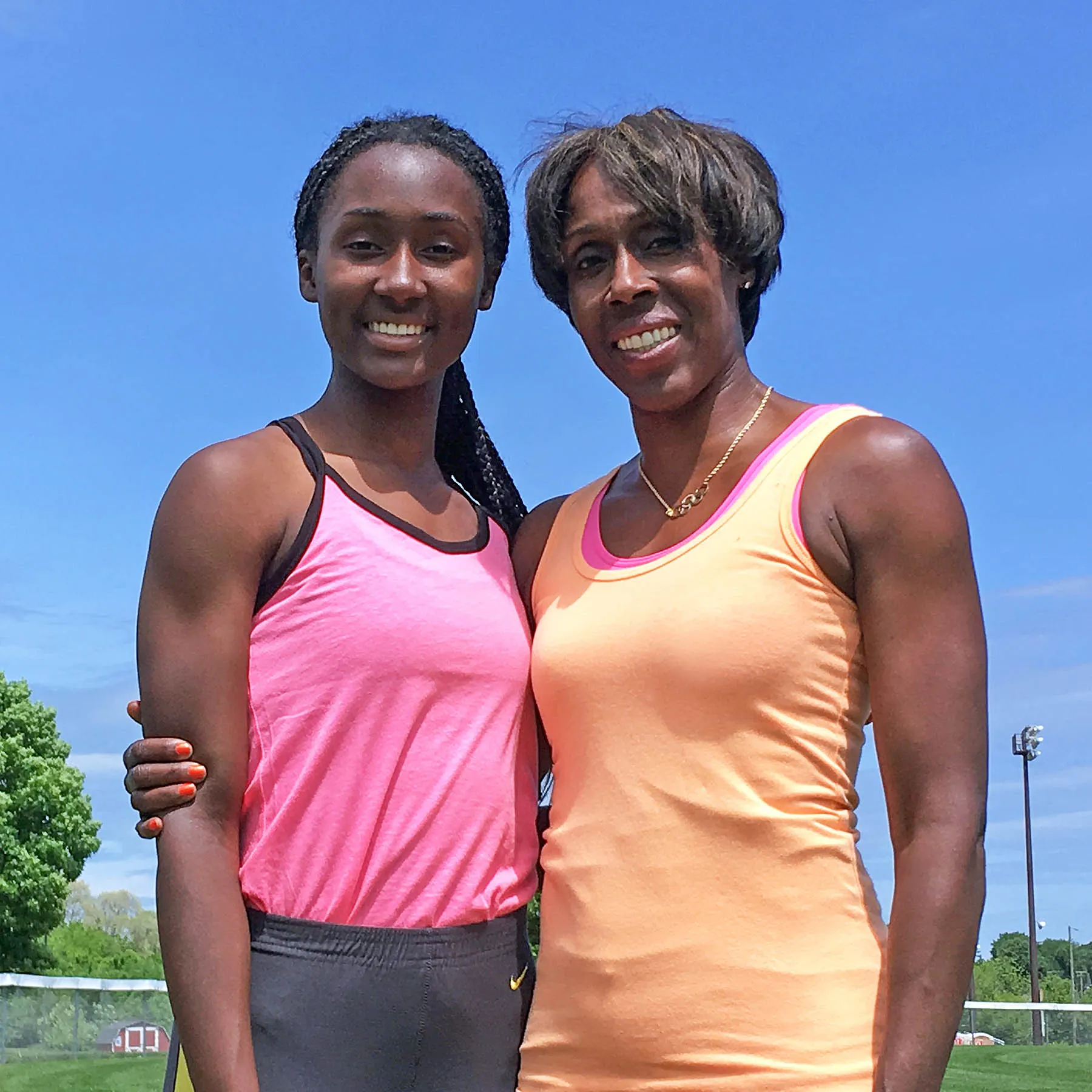 Saucon Valley’s Talitha Diggs, left, poses with her mother, Joetta...