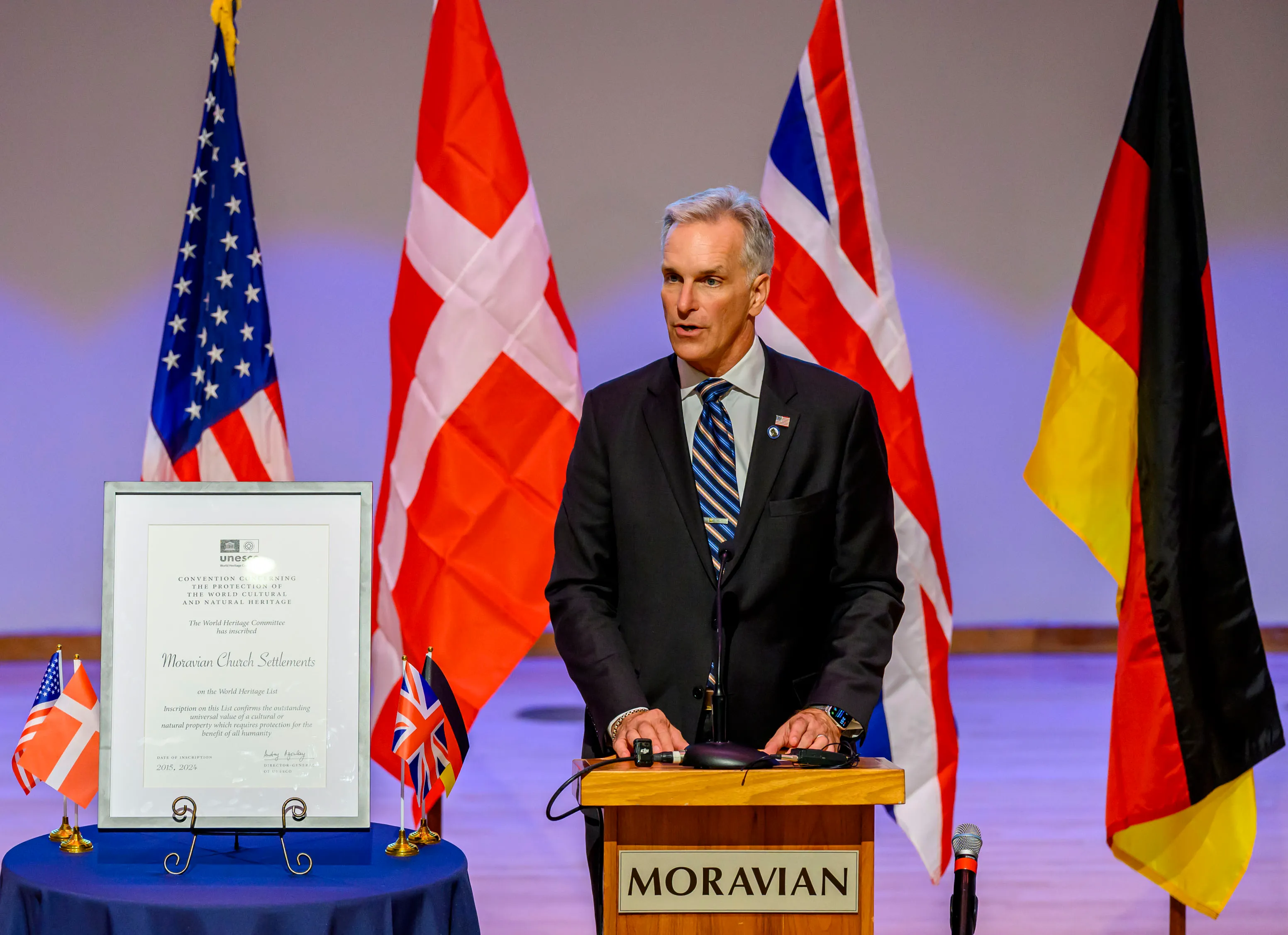 Moravian University President Bryon L. Grigsby speaks Thursday, Oct. 17,...