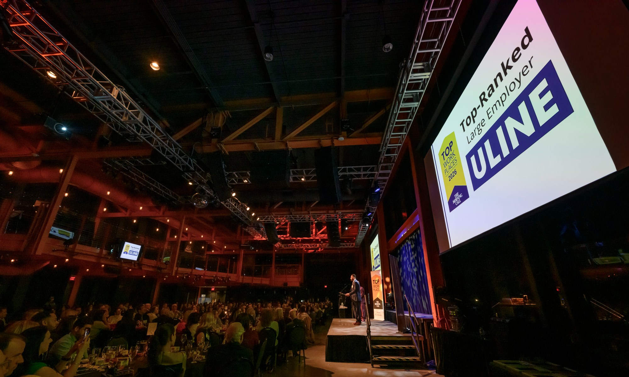 Uline is ranked first among the Large Employers category during The Morning Call's Lehigh Valley Top Workplaces Awards 2026 awards banquet Thursday, Feb. 26, 2026, at the ArtsQuest Center at SteelStacks in Bethlehem. (April Gamiz/The Morning Call)