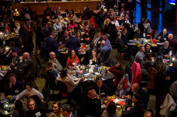 People mingle during The Morning Call's Lehigh Valley Top Workplaces Awards 2026 awards banquet Thursday, Feb. 26, 2026, at the ArtsQuest Center at SteelStacks in Bethlehem.(April Gamiz/The Morning Call)