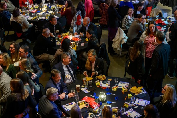People mingle during The Morning Call's Lehigh Valley Top Workplaces Awards 2026 awards banquet Thursday, Feb. 26, 2026, at the ArtsQuest Center at SteelStacks in Bethlehem.(April Gamiz/The Morning Call)