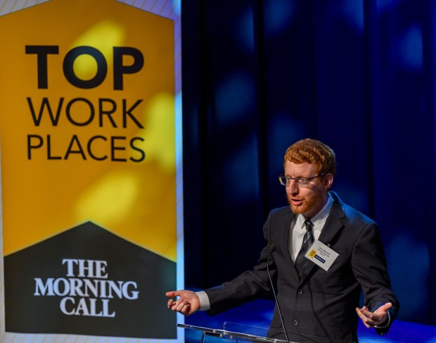 The Morning Call's John Misinco, Editor talks about the award winners during The Morning Call's Lehigh Valley Top Workplaces Awards 2026 awards banquet Thursday, Feb. 26, 2026, at the ArtsQuest Center at SteelStacks in Bethlehem. (April Gamiz/The Morning Call)