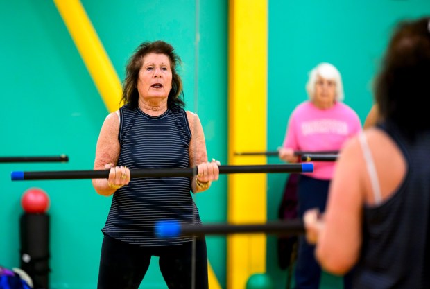 Maria LaValva instructs a low-impact aerobics class Tuesday, Feb. 24, 2026, at YMCA of Easton in Easton. River Crossing YMCA is holding "Try the Y" for free Feb. 23 - March 1, 2026, at its branches in Lehigh, Northampton, Bucks and Hunterdon counties; new members can sign up without needing to pay a join fee through March 8. (April Gamiz/The Morning Call)