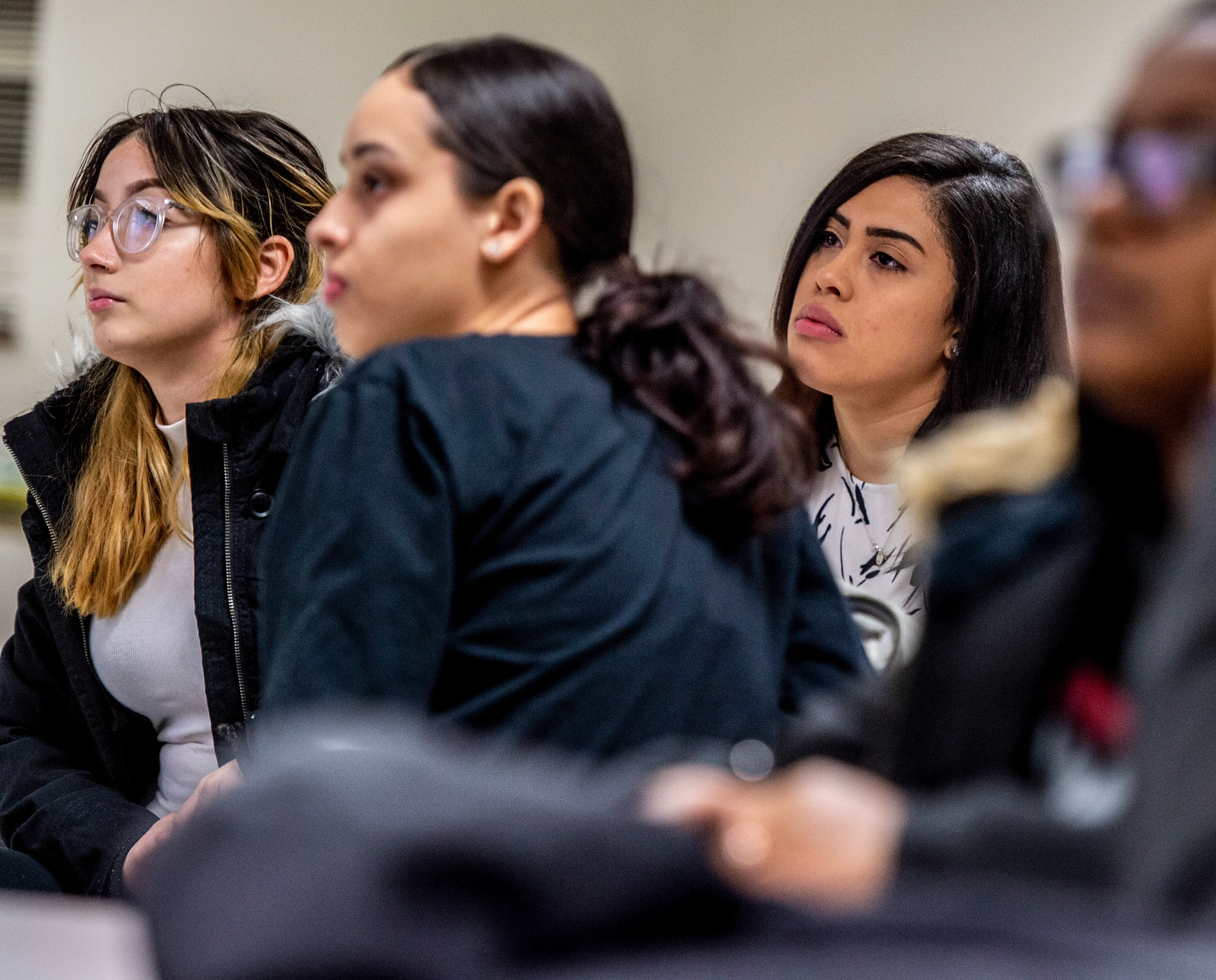 Building 21 alumni Destiny Santiago, left and Yanalit Maldonado attend...