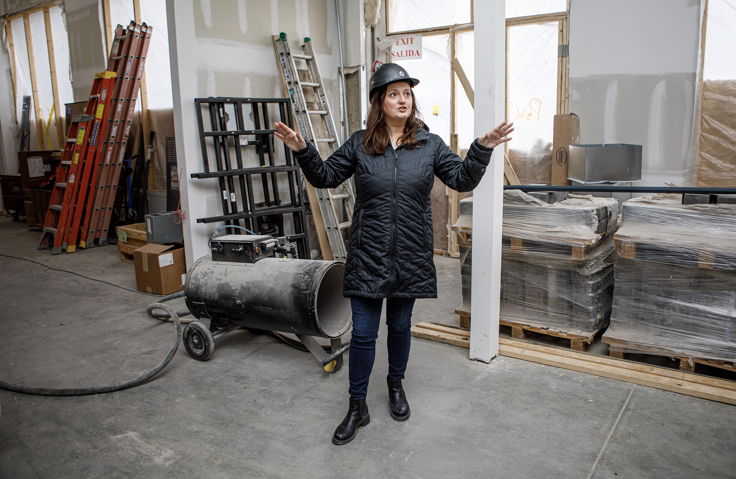 Meagan Walsh, senior community manager for the Confluence, leads a...