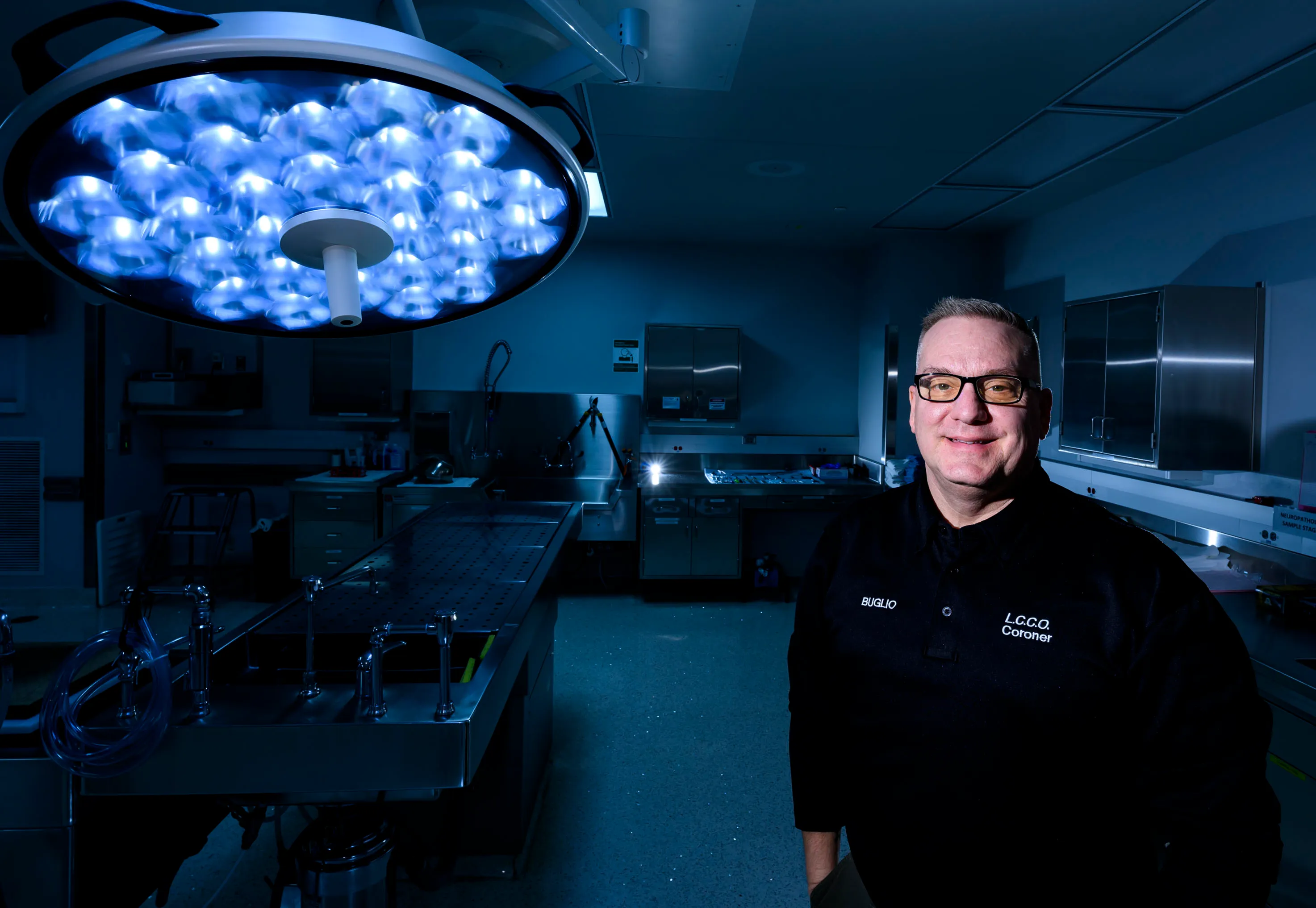 Lehigh County Coroner Daniel A. Buglio stands in the Lehigh...