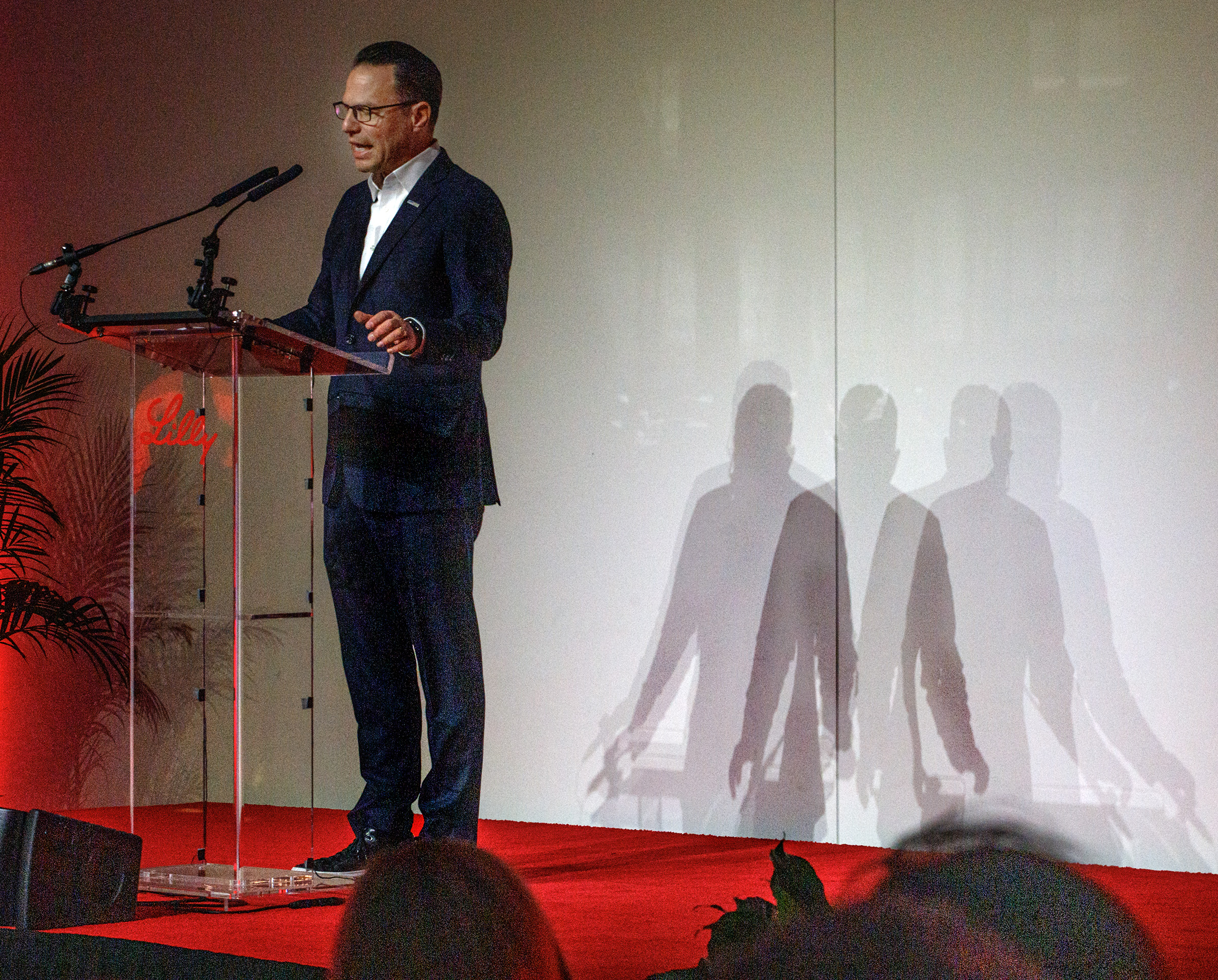 Gov. Josh Shapiro and Eli Lilly Chair and CEO Dave...