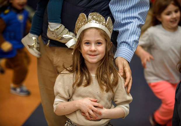 Talia Kurtz, 4, of Allentown as Queen Esther during a Purim celebration Wednesday, Feb. 25, 2026, at the Jewish Day School of the Lehigh Valley in Allentown. Purim celebrates the biblical story of Esther's deliverance of the Jews in Persia from a massacre plotted by Haman. The holiday, which is marked by the retelling of the Book of Esther, gift giving, meals and costumes, begins this year on Monday evening and continues into Tuesday, March 3, 2026. (Jane Therese/Special to The Morning Call)