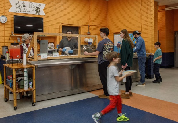 A variety of pasta dishes are served during a Purim celebration Wednesday, Feb. 25, 2026, at the Jewish Day School of the Lehigh Valley in Allentown. Purim celebrates the biblical story of Esther's deliverance of the Jews in Persia from a massacre plotted by Haman. The holiday, which is marked by the retelling of the Book of Esther, gift giving, meals and costumes, begins this year on Monday evening and continues into Tuesday, March 3, 2026. (Jane Therese/Special to The Morning Call)