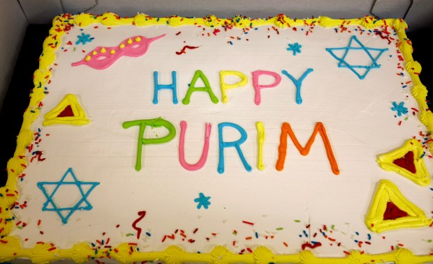 A specially decorated cake for dessert during a Purim celebration Wednesday, Feb. 25, 2026, at the Jewish Day School of the Lehigh Valley in Allentown. Purim celebrates the biblical story of Esther's deliverance of the Jews in Persia from a massacre plotted by Haman. The holiday, which is marked by the retelling of the Book of Esther, gift giving, meals and costumes, begins this year on Monday evening and continues into Tuesday, March 3, 2026. (Jane Therese/Special to The Morning Call)